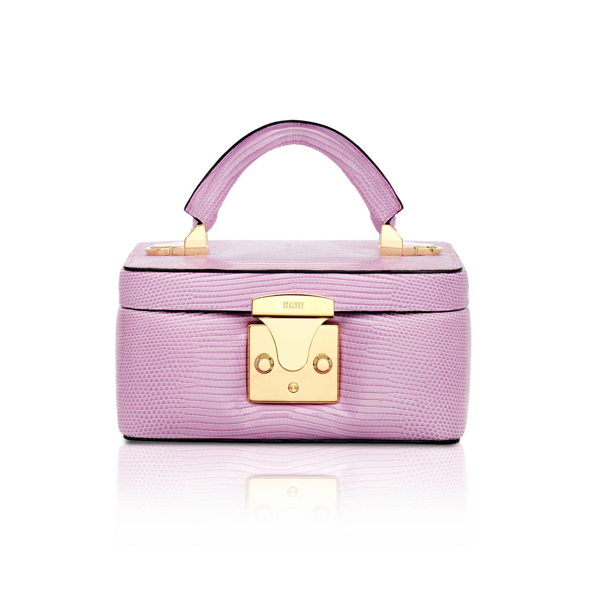 STALVEY Beauty Case in Lilac Lizard Front View