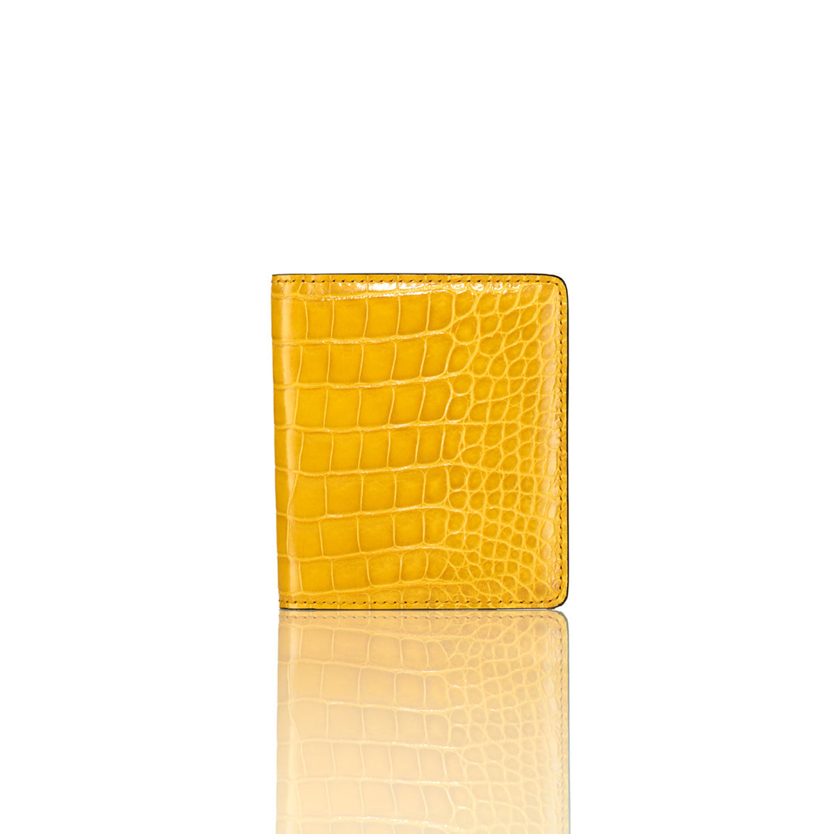 STALVEY Bi-Fold Wallet in Lemon Yellow Alligator
