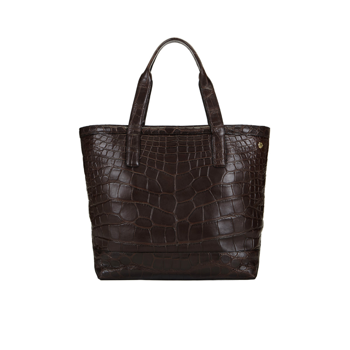 STALVEY Carreon Soft Open Tote in Brown Alligator Front View