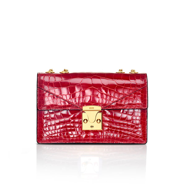 The Row Envelope Chain Crossbody Bag Lizard Small Red