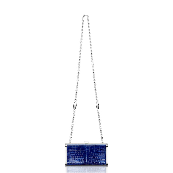 Square Clutch in Cobalt Blue Alligator – STALVEY Official US Site