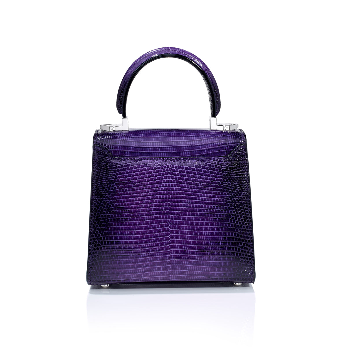 STALVEY Trapezoid 1.55 Mini in Purple Ombre Lizard with Palladium Hardware Front View