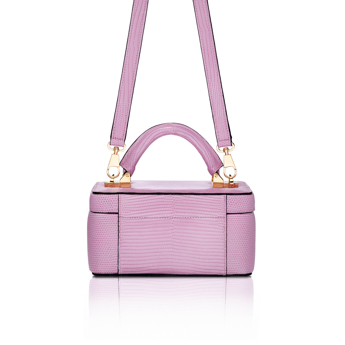 STALVEY Beauty Case in Lilac Lizard Front View