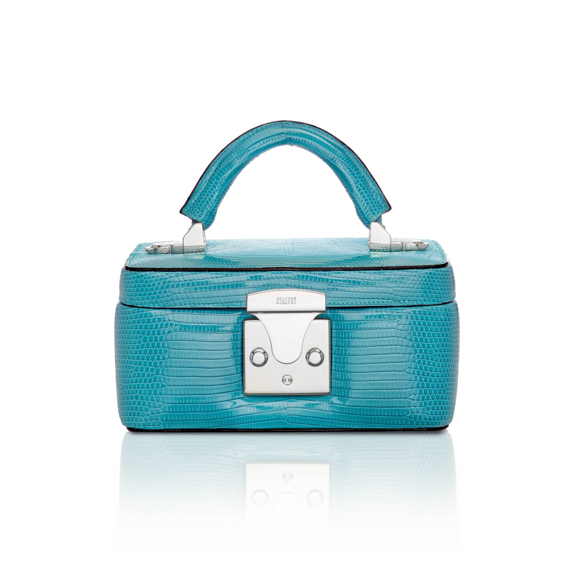 STALVEY Beauty Case in Teal Lizard Front View