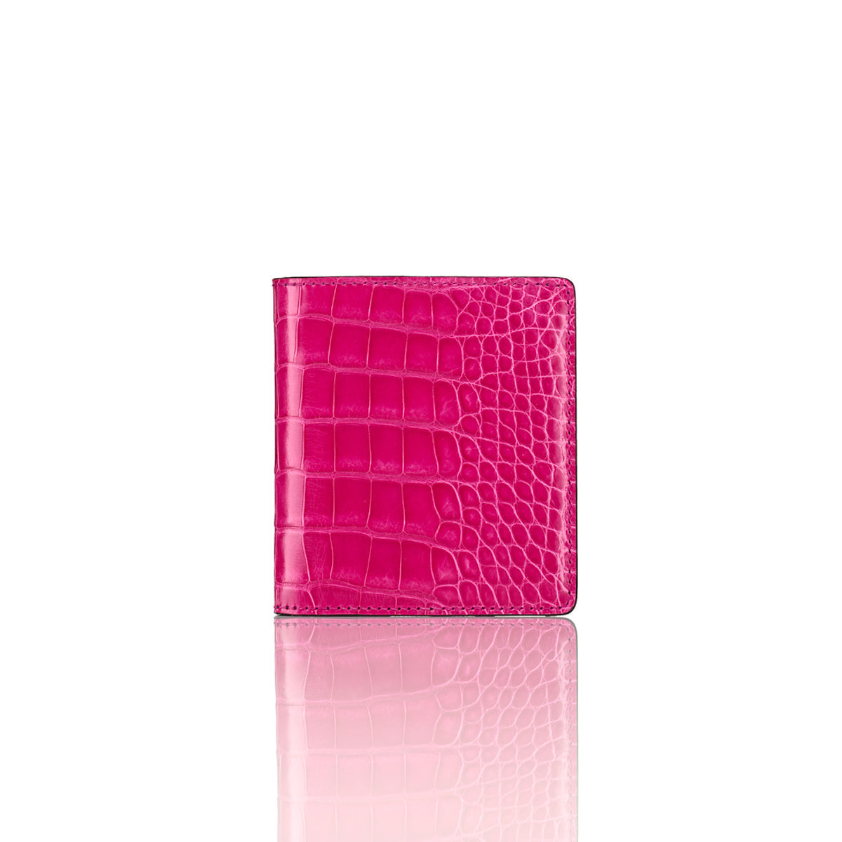 STALVEY Bi-Fold Wallet in Pink Alligator