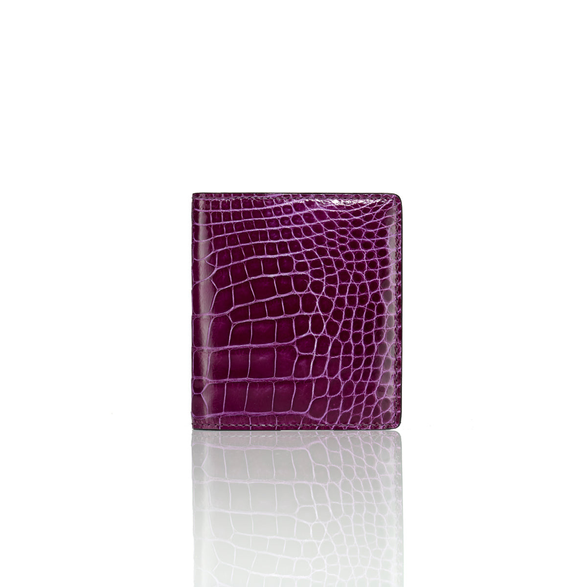 STALVEY Bi-Fold Wallet in Purple Alligator