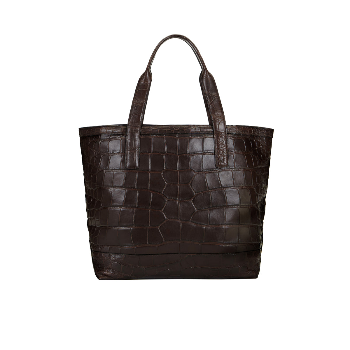 STALVEY Carreon Soft Open Tote in Brown Alligator Back View