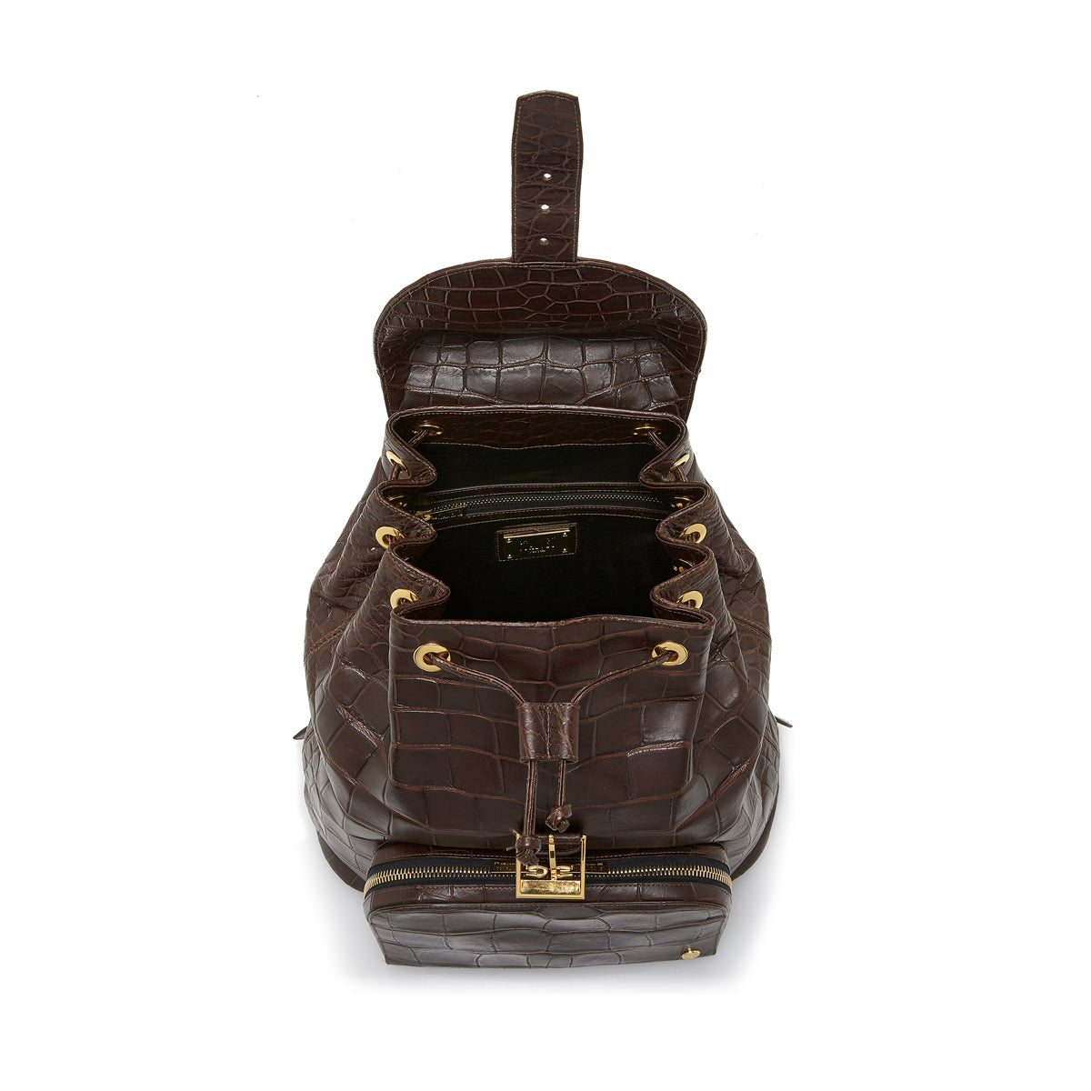 Vintage Brighton Backpack Purse Brown Crocodile Leather and Black