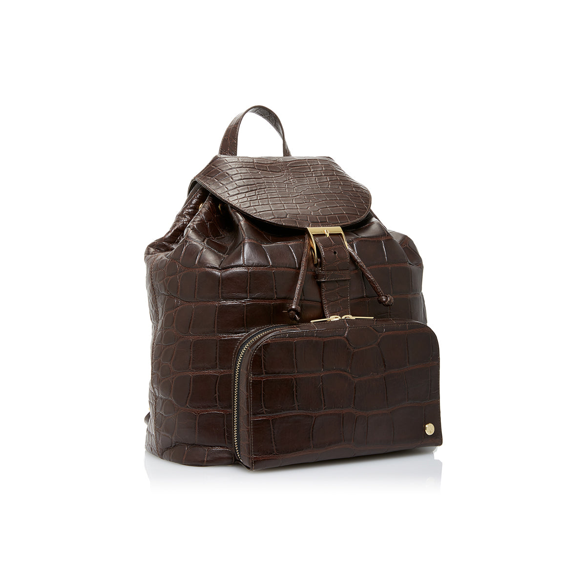 STALVEY Sun Backpack in Brown Alligator Side View